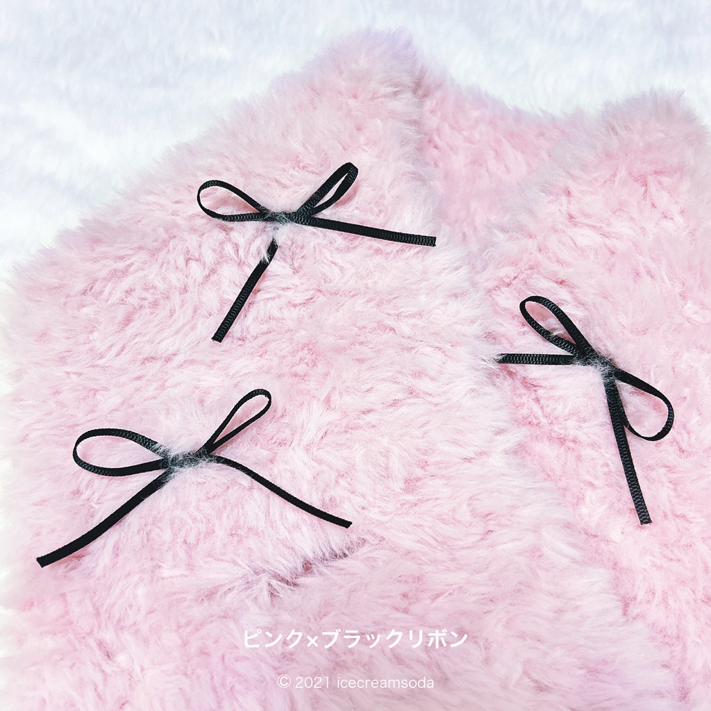 ファーマフラー ピンク×ブラック