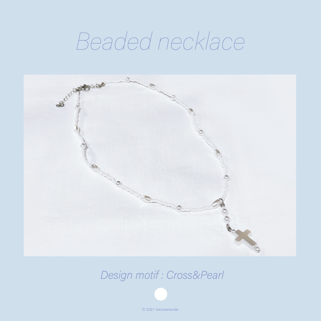 ビーズネックレス[Pearl Cross]