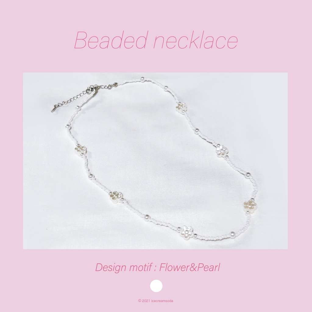 ビーズネックレス[Pearl Flower]
