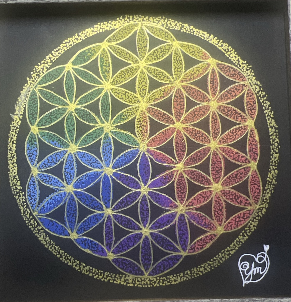 虹色の花曼荼羅〜宇宙の調和〜「フラワーオブライフ」原画
