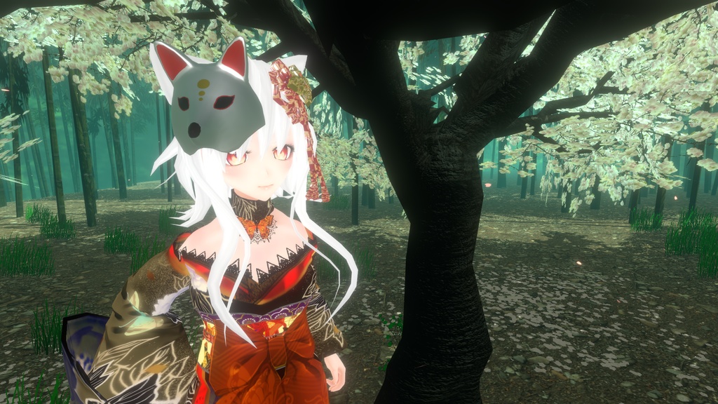 【3D小物】狐のお面(半面)