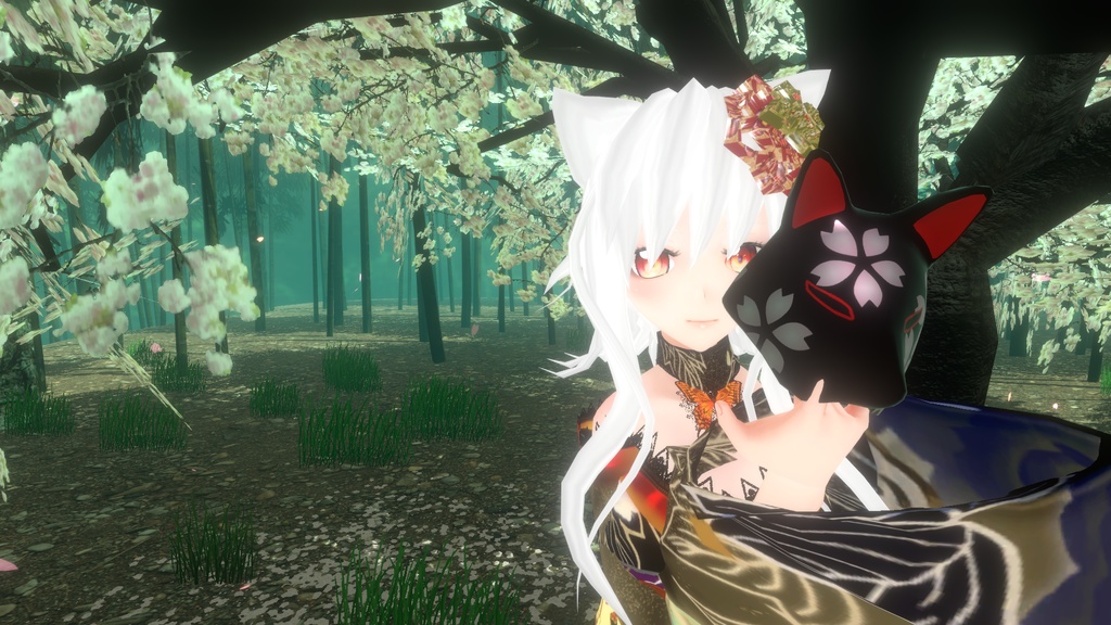 【3D小物】狐のお面(半面)