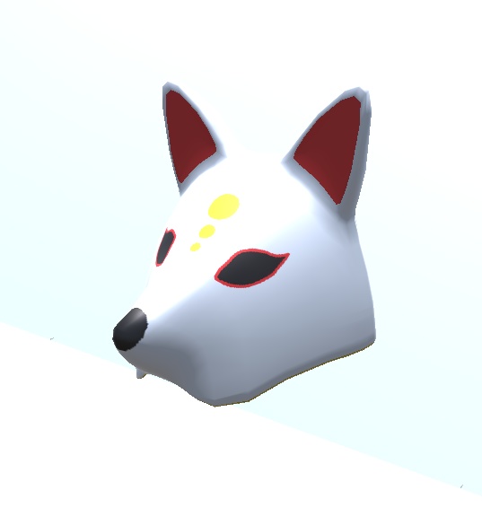【3D小物】狐のお面(半面)
