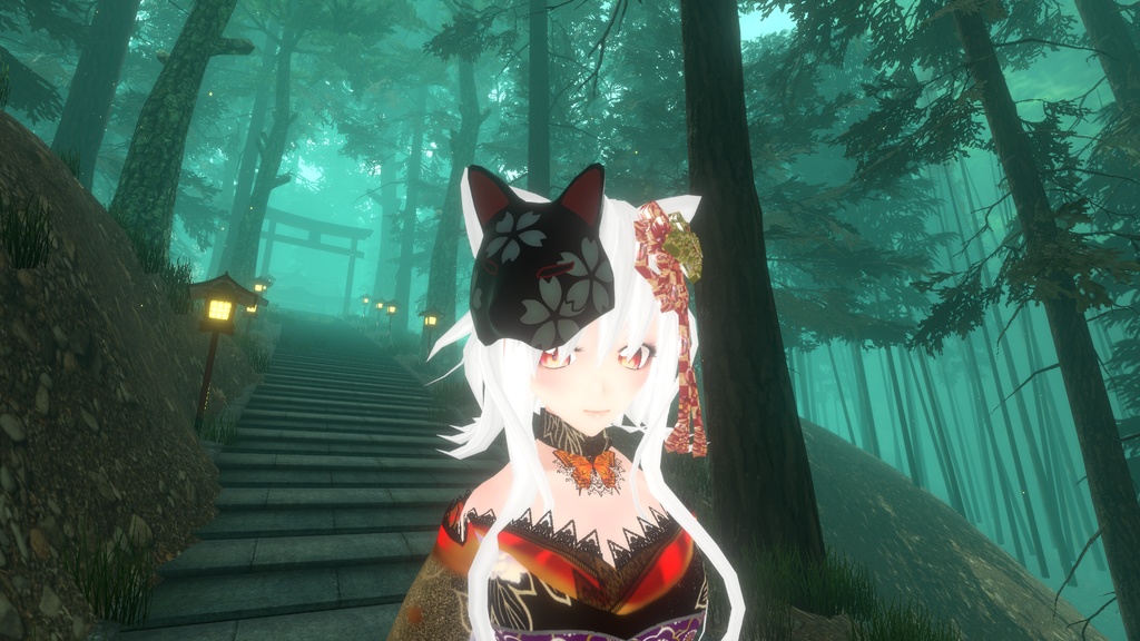 【3D小物】狐のお面(半面)