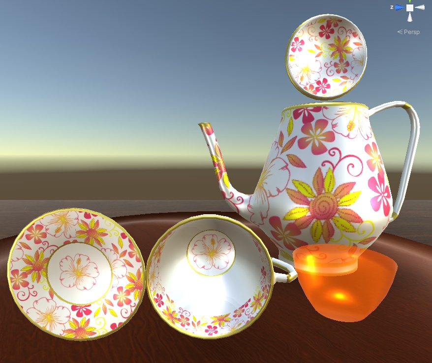 【3D小物】ティーセット(カップ&ソーサー&ポット)