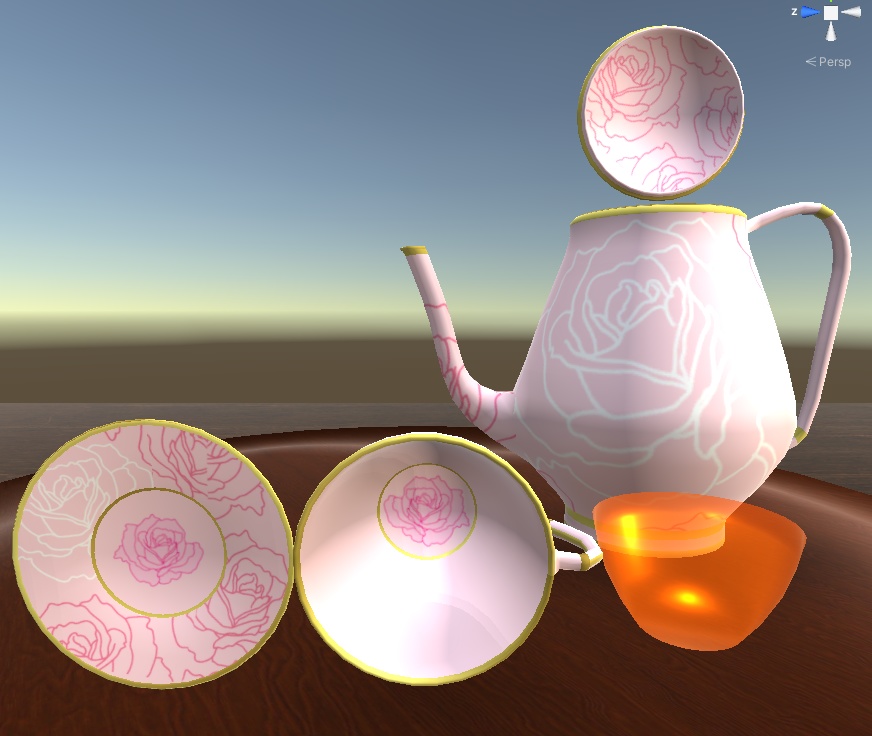 【3D小物】ティーセット(カップ&ソーサー&ポット)