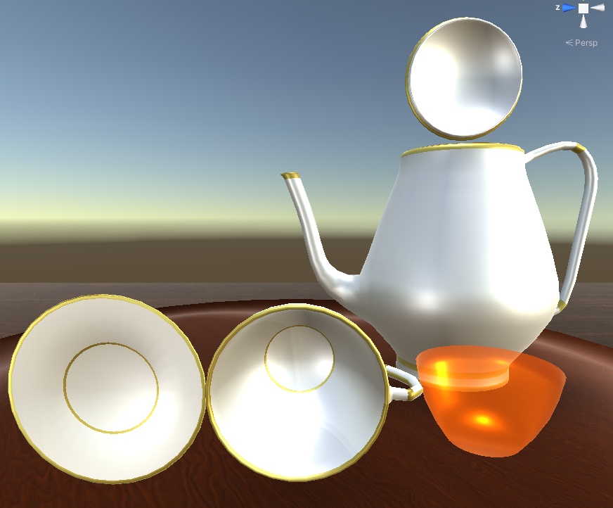 【3D小物】ティーセット(カップ&ソーサー&ポット)