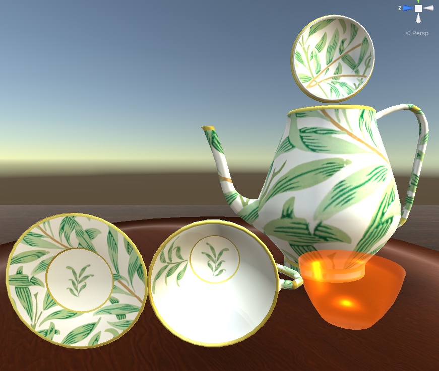 【3D小物】ティーセット(カップ&ソーサー&ポット)