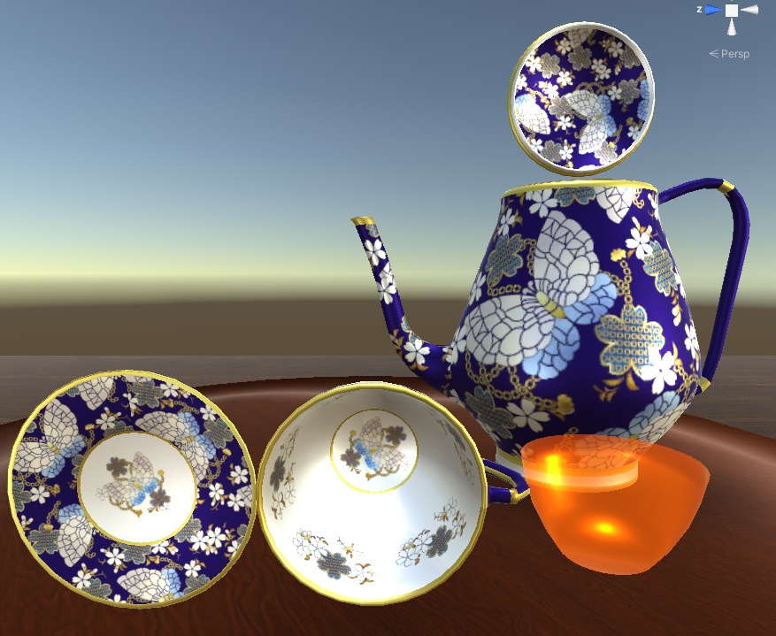 【3D小物】ティーセット(カップ&ソーサー&ポット)