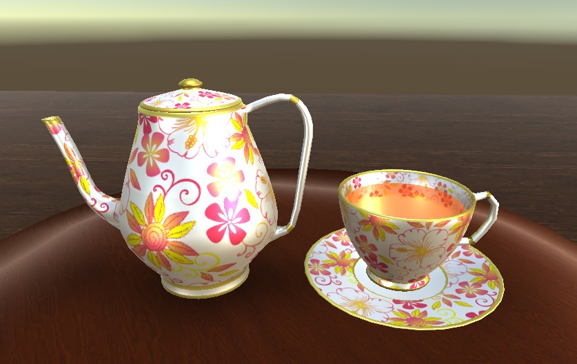 【3D小物】ティーセット(カップ&ソーサー&ポット)