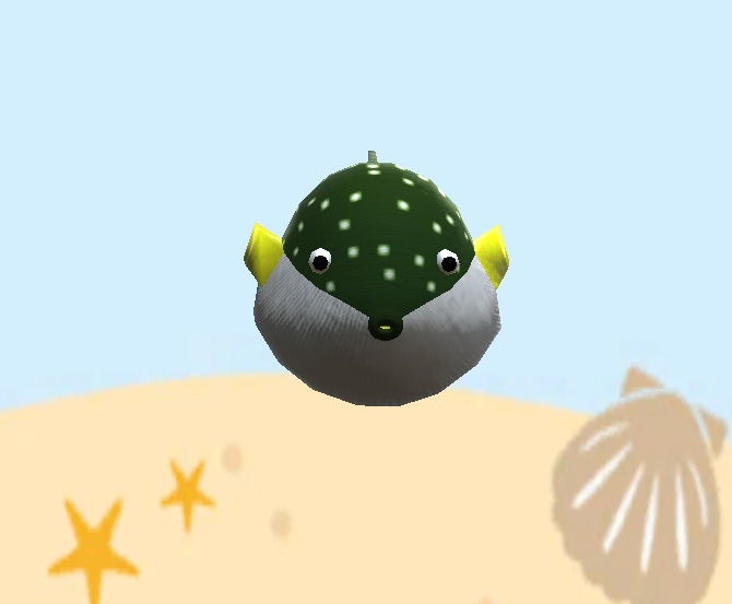 【3D小物】ふくれたフグのぬいぐるみ