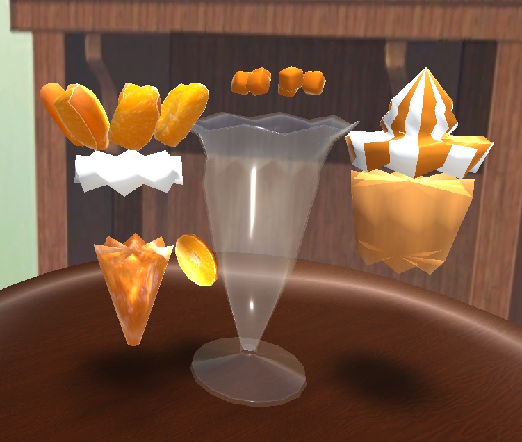 【3D小物】オレンジ色のパフェ