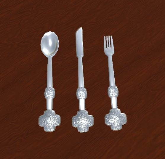 【3D小物】銀食器（スプーン、ナイフ、フォーク）
