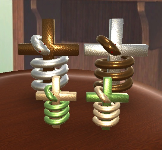 【3D小物】蛇のリングとクロスアクセサリー