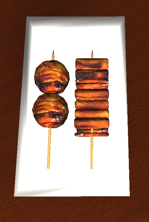 【3D小物】やきとりセット1(鳥皮、つくね)