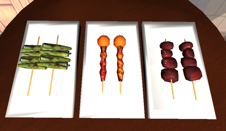 【3D小物】やきとりセット3(ししとう、ちょうちん、レバー)