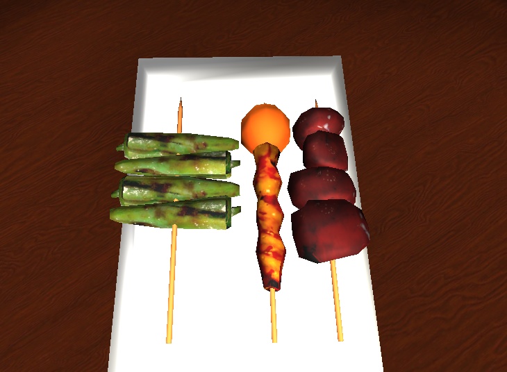 【3D小物】やきとりセット3(ししとう、ちょうちん、レバー)