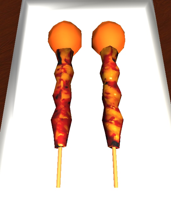 【3D小物】やきとりセット3(ししとう、ちょうちん、レバー)