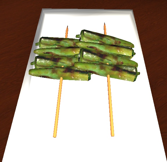 【3D小物】やきとりセット3(ししとう、ちょうちん、レバー)