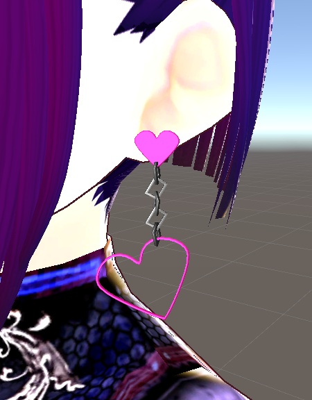 【3D小物】ハートとチェーンのイヤリング