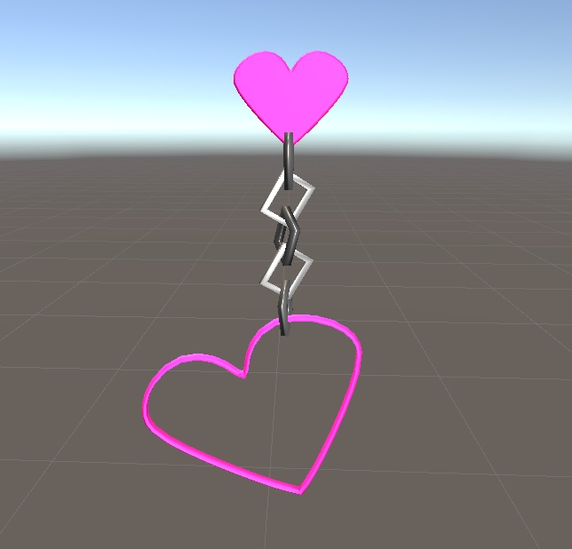 【3D小物】ハートとチェーンのイヤリング