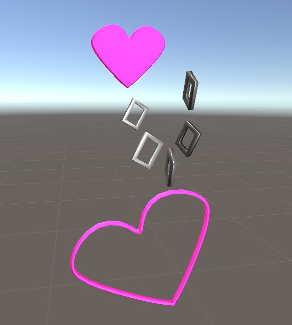 【3D小物】ハートとチェーンのイヤリング