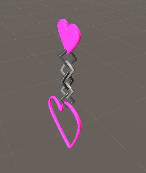 【3D小物】ハートとチェーンのイヤリング