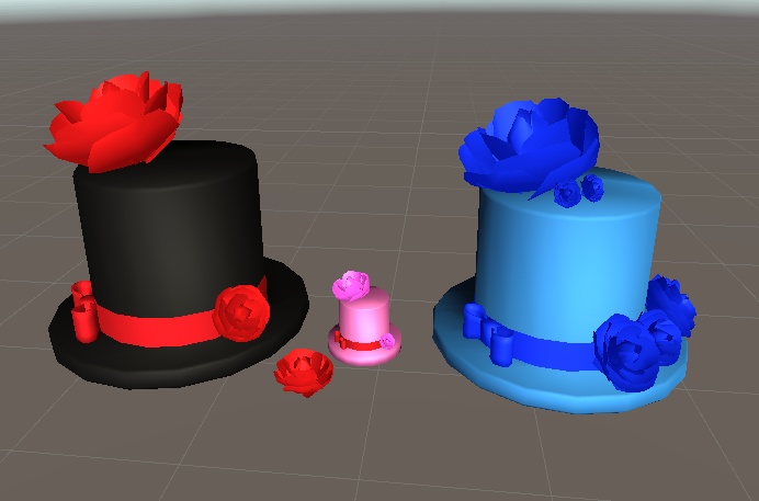 【3D小物】ローズシルクハットとバラ