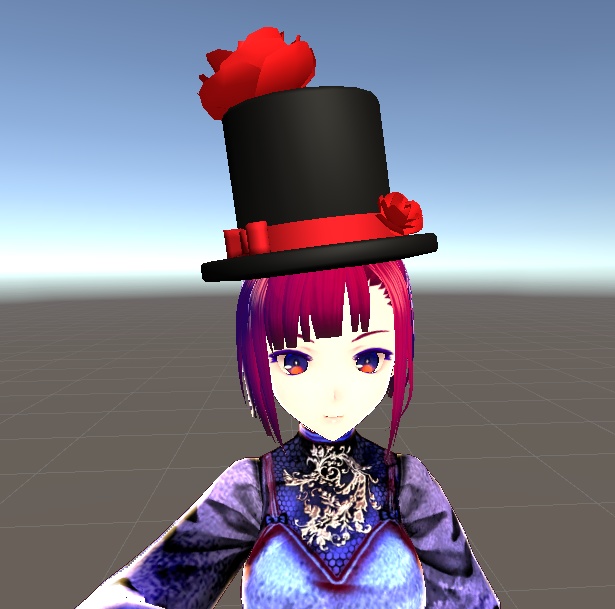 【3D小物】ローズシルクハットとバラ