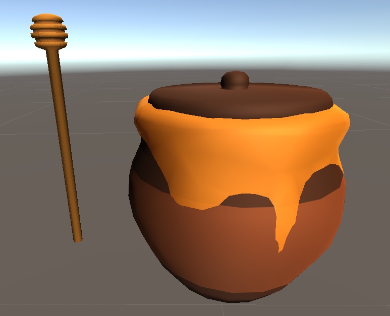 【3D小物】はちみつ壺とハニーディッパー