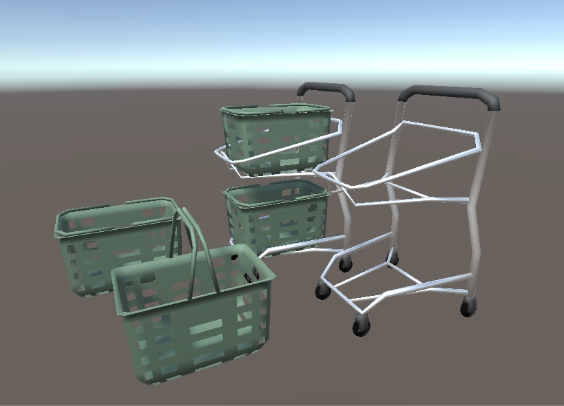 【3D小物】ショッピングカートセット