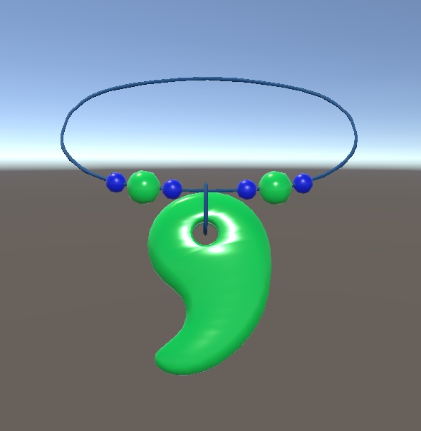 【3D小物】勾玉の首飾りと勾玉