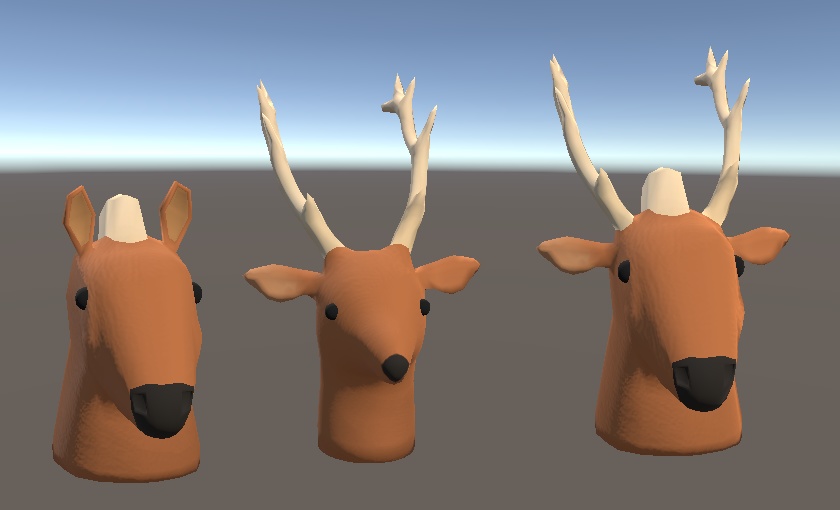 【3D小物】ウマとシカと馬鹿の頭(あにまるへっず)