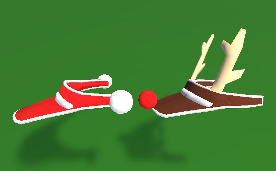 【3D小物】クリスマスバイザー(サンタ、トナカイ)