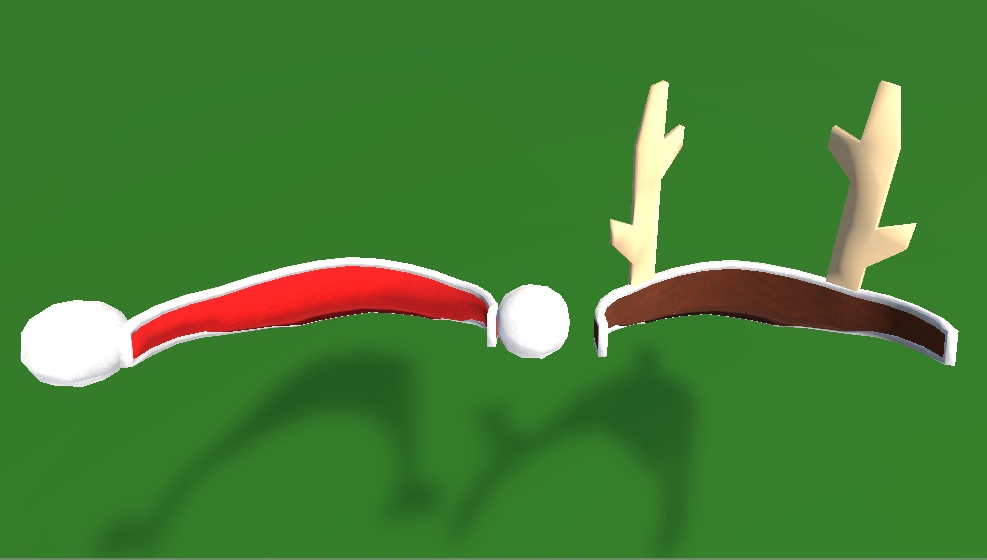 【3D小物】クリスマスバイザー(サンタ、トナカイ)