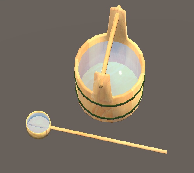 【3D小物】水撒きセット(手桶と柄杓)