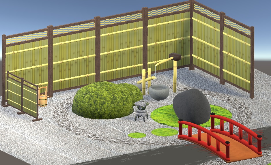 【3D小物】水撒きセット(手桶と柄杓)