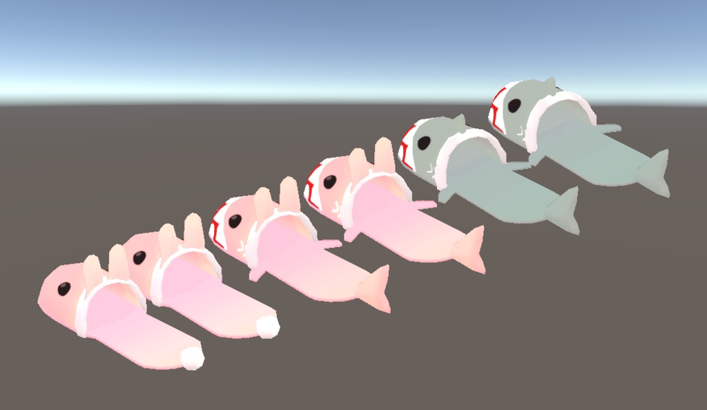 【3D小物】いきものスリッパ(ウサギ、サメ、ウサメ)