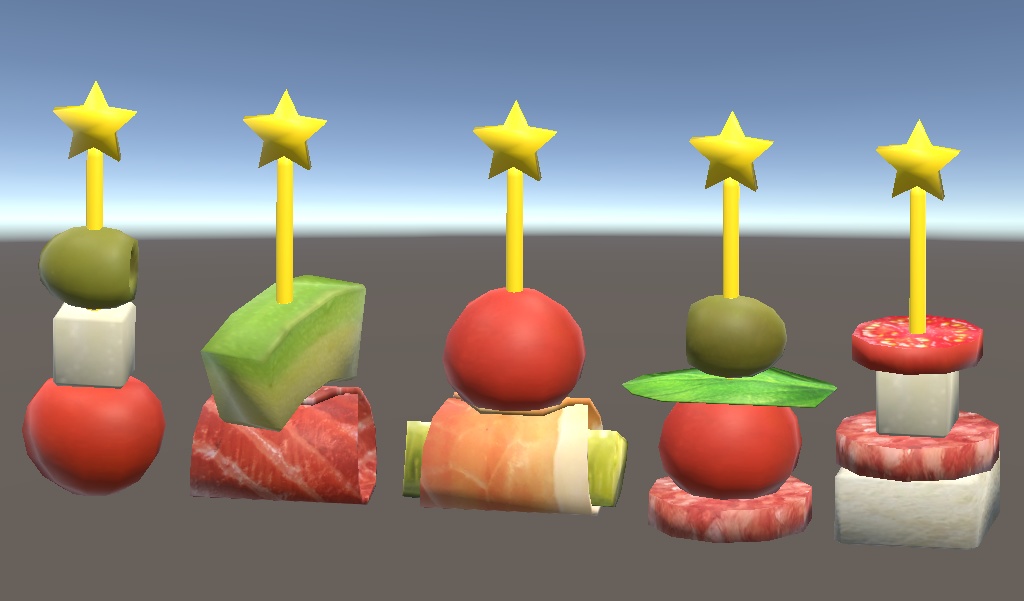 【3D小物】パーティーオードブル(ピンチョス)