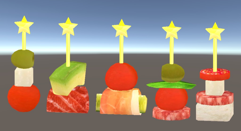 【3D小物】パーティーオードブル(ピンチョス)