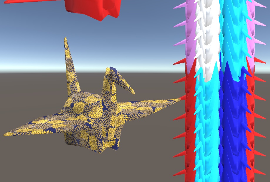 【3D小物】折り鶴、百羽鶴