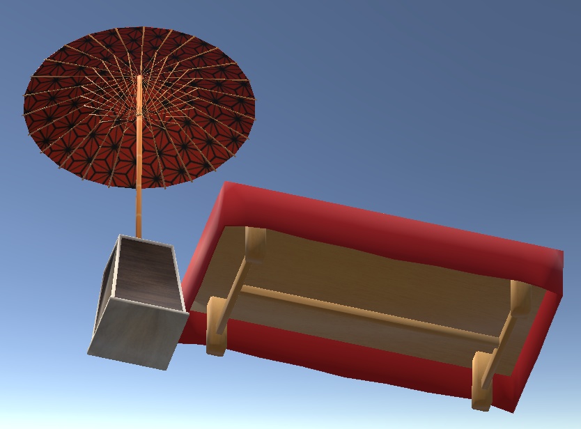 【3D小物】野点傘と床几