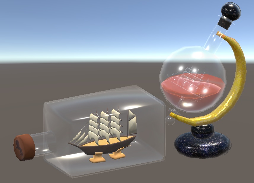 【3D小物】帆船の置物セット(模型、ボトルシップ、デカント)