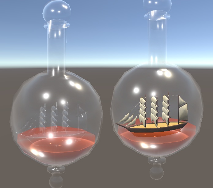 【3D小物】帆船の置物セット(模型、ボトルシップ、デカント)