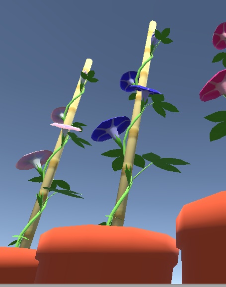 【3D小物】ミニ鉢アサガオとアサガオのワンポイント