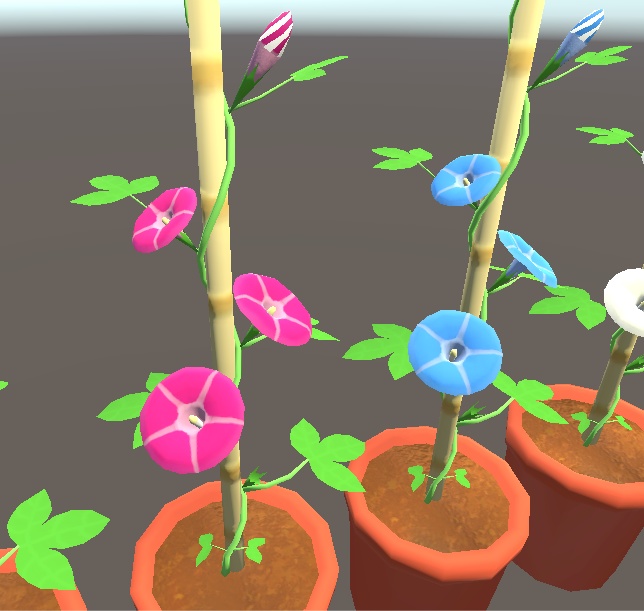 【3D小物】ミニ鉢アサガオとアサガオのワンポイント