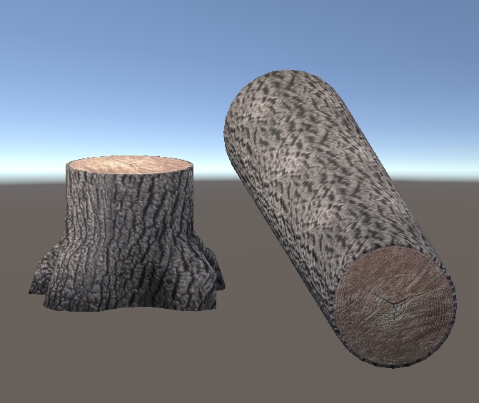 【3D小物】木材セット(丸太、薪、切り株)