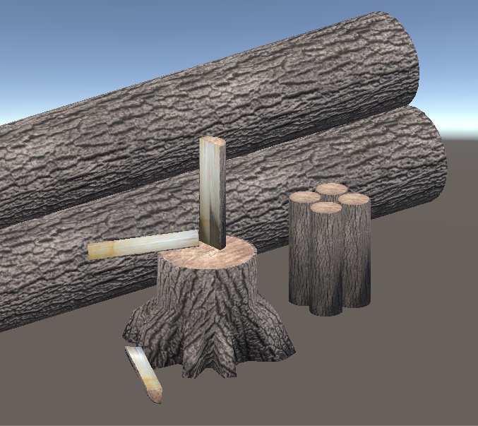 3d小物 木材セット 丸太 薪 切り株 てのひら屋 Booth