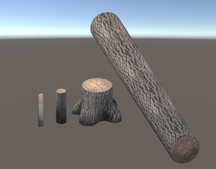 【3D小物】木材セット(丸太、薪、切り株)