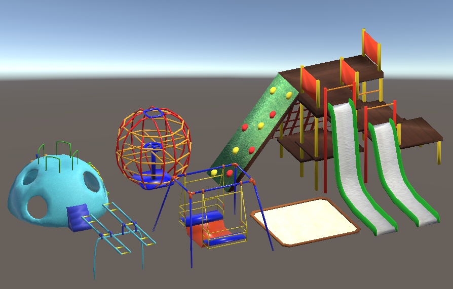 【3D小物】懐かしの公園遊具セット